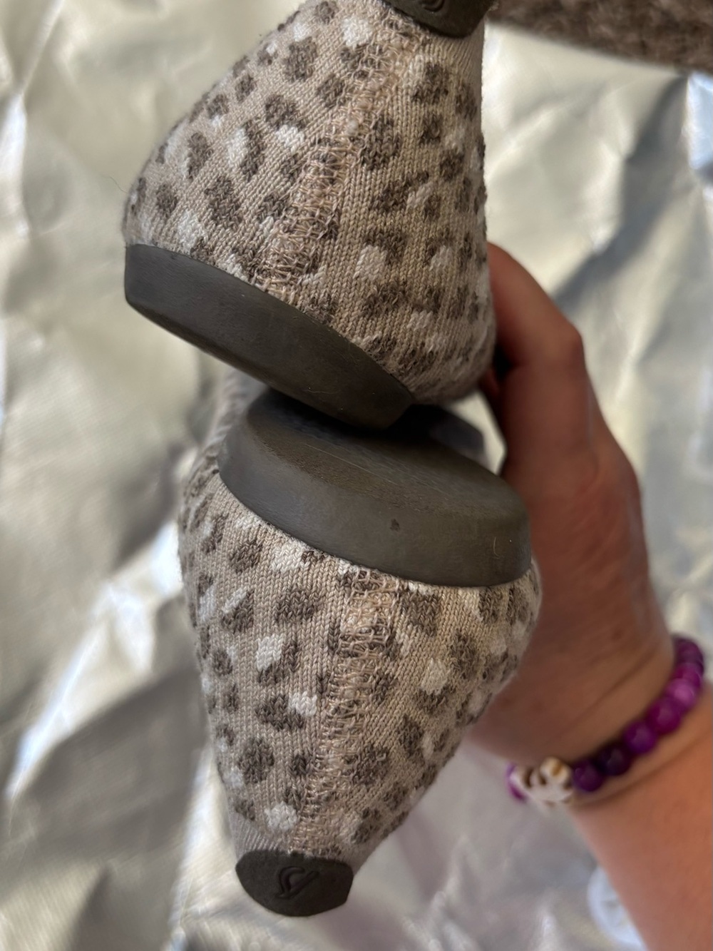 allbirds Taupe Leopard Knit Slip-On Ballet Flats 8.5 - Picture 4 of 5